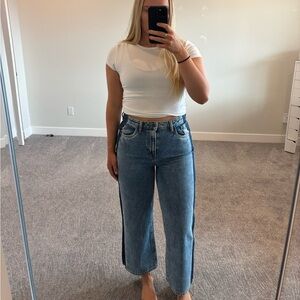 Buffalo David Bitton Blue High Ride Wide Leg Cropped